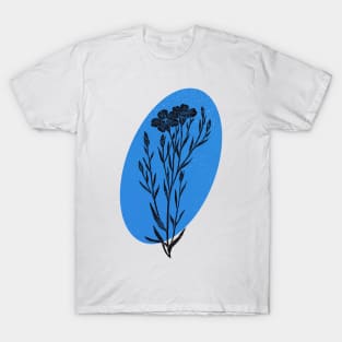 Flax flower linocut print T-Shirt